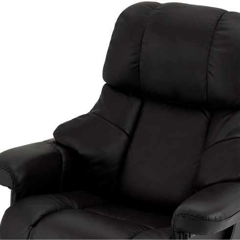Recliner with Footstool Crown Black Leather